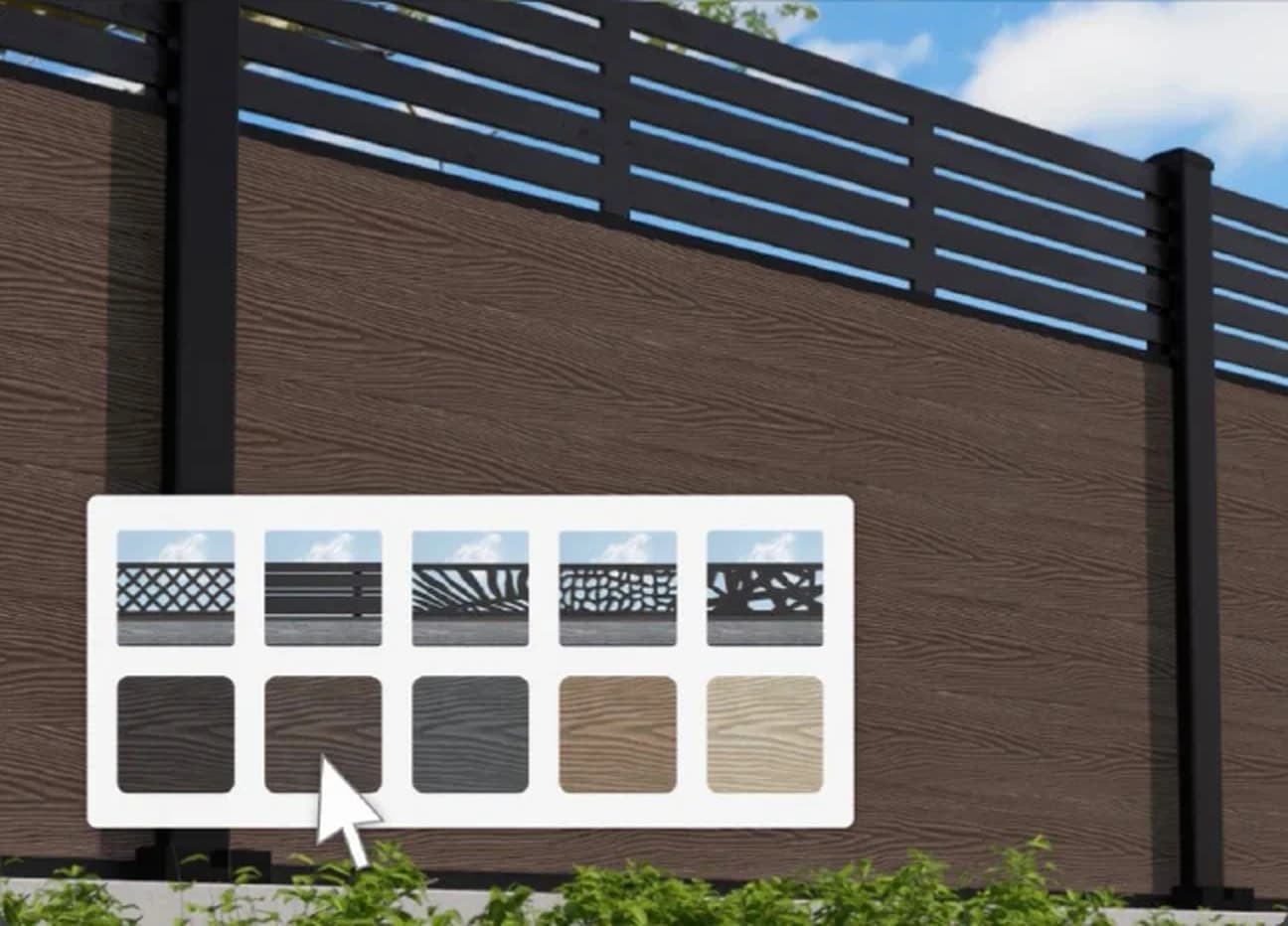 The Savadeck fence configurator, with a fence being given a colour from the palette.