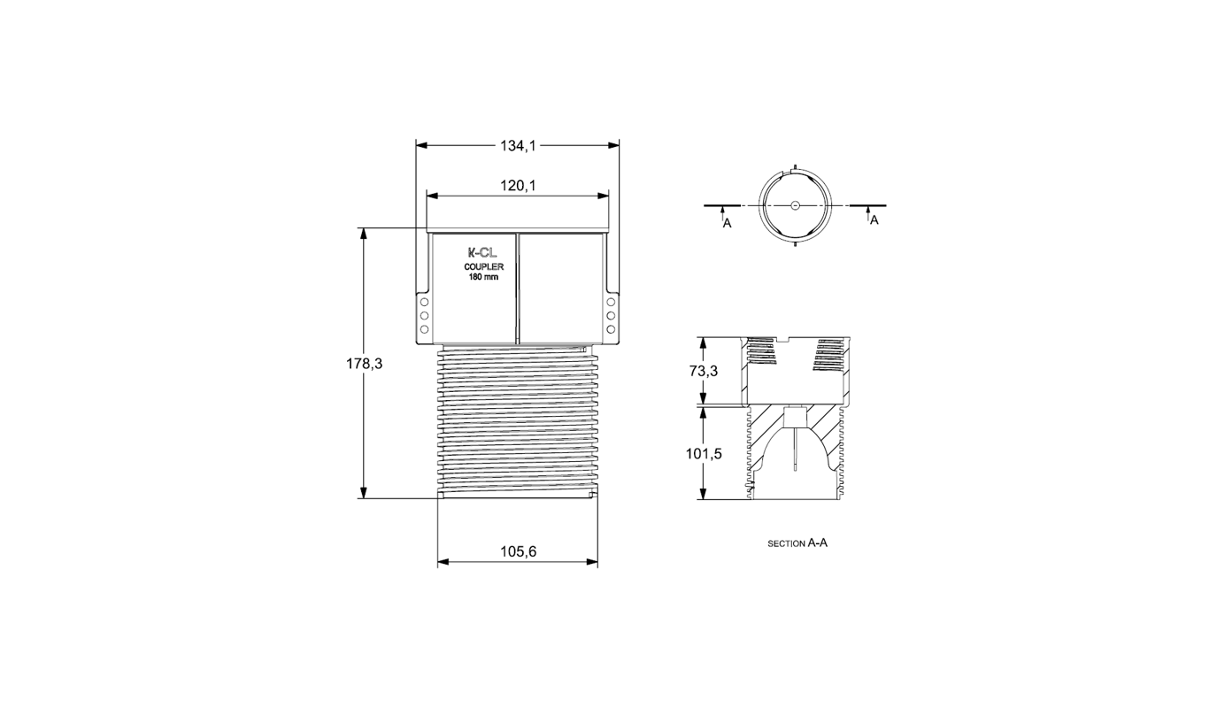 Savadeck corector automat de pantă pentru decking – secțiune tehnică cu dimensiunile produsului